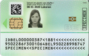 Afbeelding van de keerzijde van de Belgische elektronische identiteitskaart EU