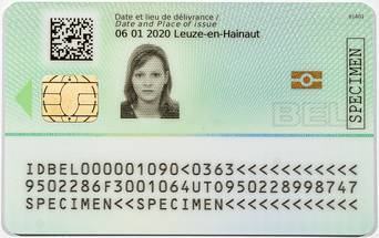 Image verso de la carte d'identité électronique belge EU