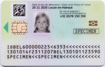Image verso du document d’identité électronique pour les enfants belges de moins de douze ans Kids-ID