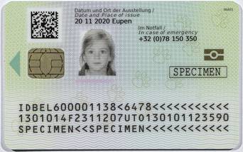 Abbildung der Rückseite des elektronischen Identitätsdokuments für belgische Kinder unter zwölf Jahren Kids-ID EU
