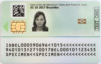 Image verso de la carte d'identité électronique belge
