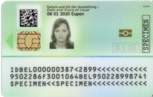 Abbildung der Rückseite des belgischen elektronischen Personalausweises EU