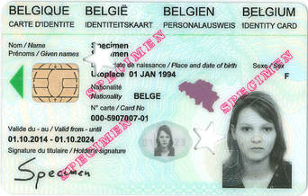 Image recto de la carte d'identité électronique belge